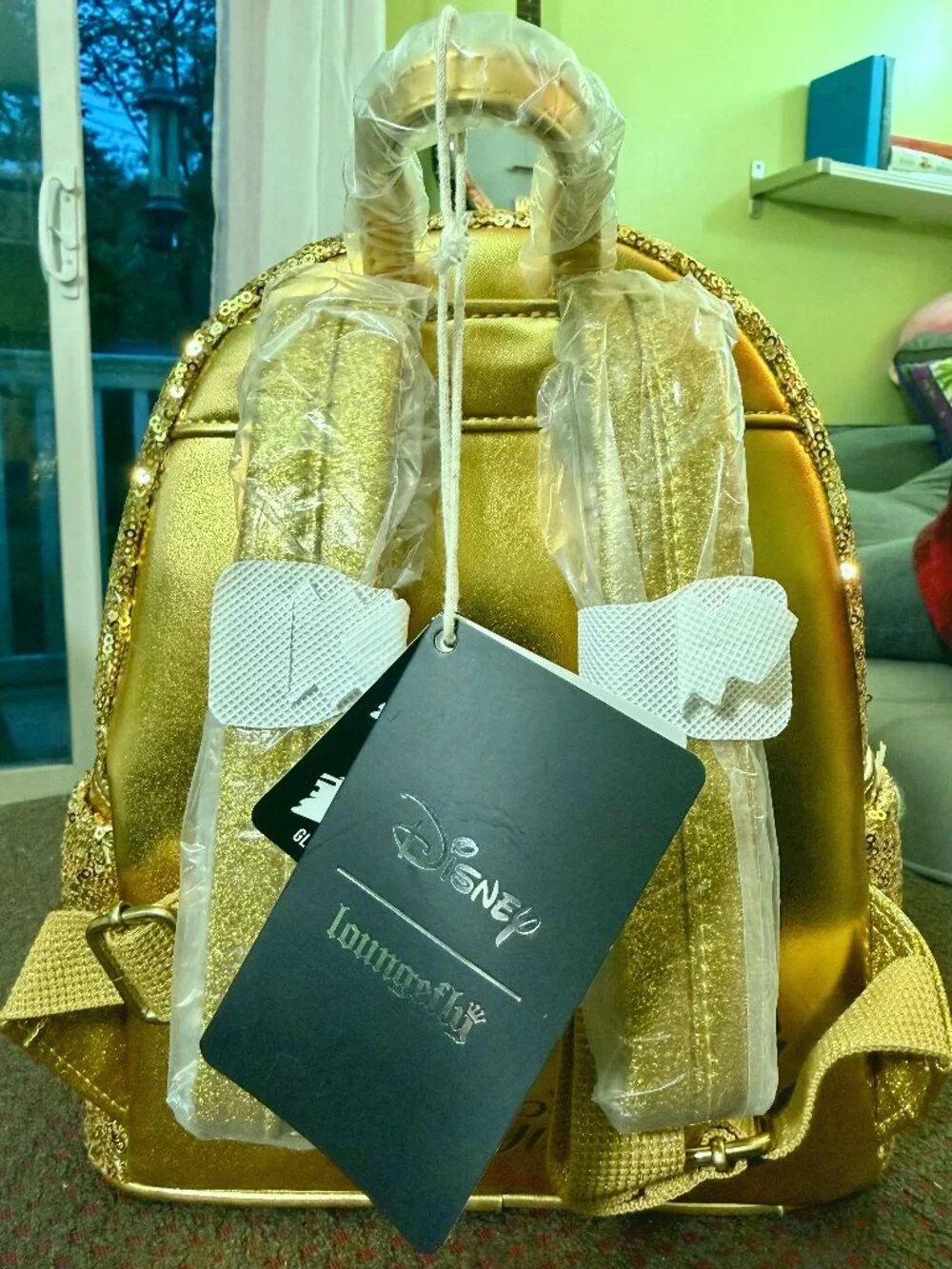 Loungefly Disney Beauty and the Beast Lumiere Sequin Mini Backpack NWT Glow Dark